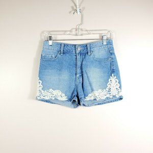 BDG High Rise Erin crochet boho shortie jean short